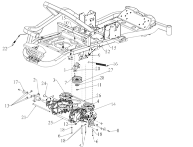 Drive Diagram and Parts List for ZT1-42KH (17CS010)(2020) Cub Cadet Lawn Tractor